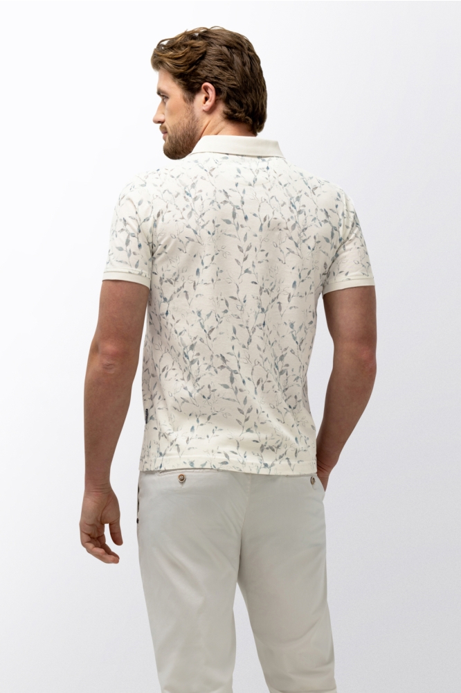 State of Art beige heren polo | Model achteraanzicht