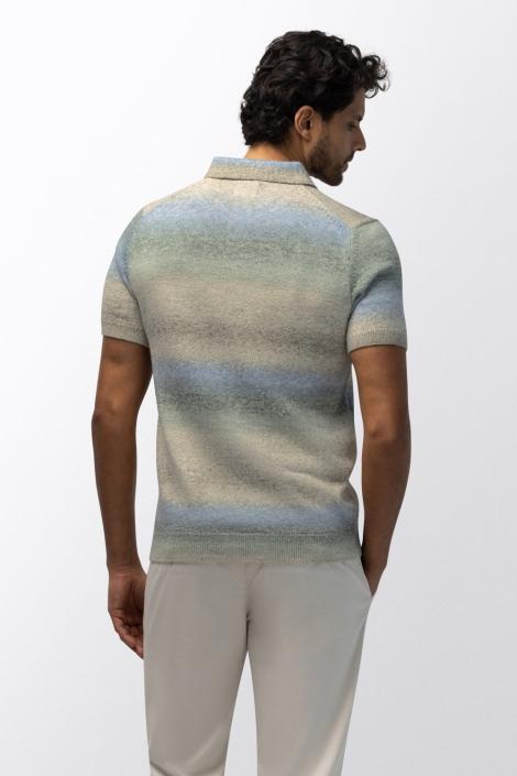 State of Art ecru heren polo | Model achteraanzicht