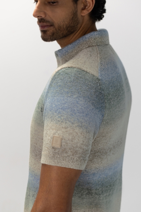 State of Art ecru heren polo | Model zijaanzicht