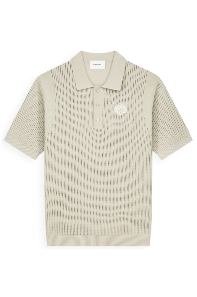 Pure Path zand heren polo | Vooraanzicht