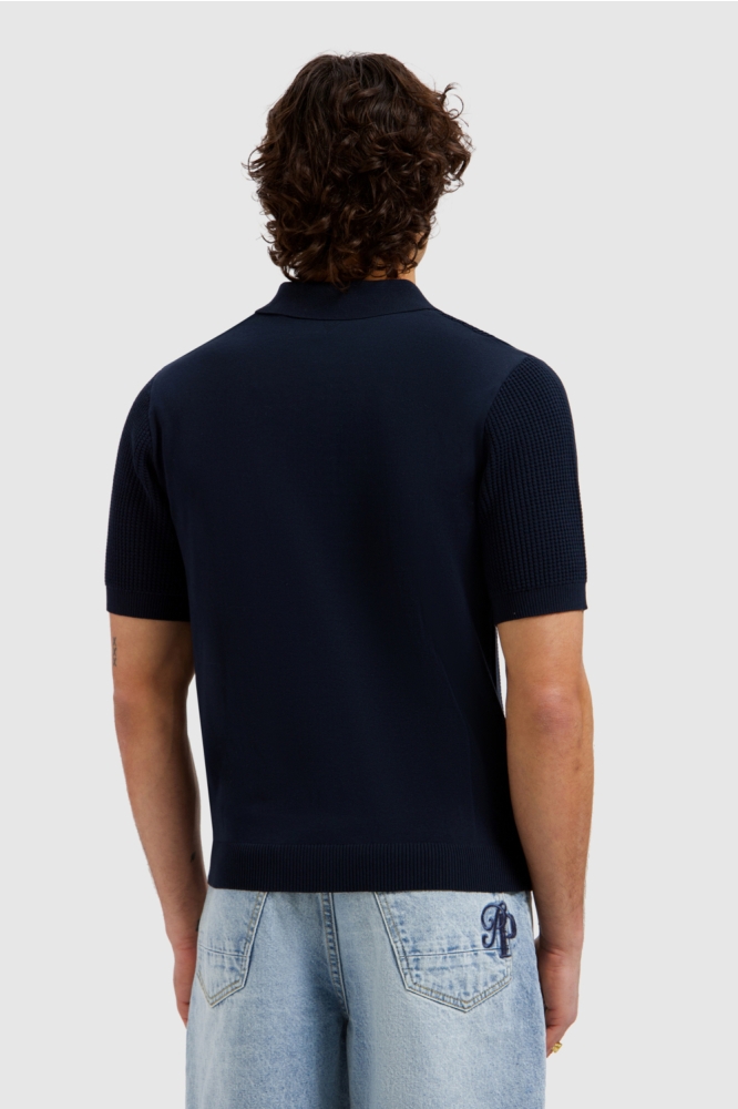 Pure Path blauwe heren polo | Model achteraanzicht