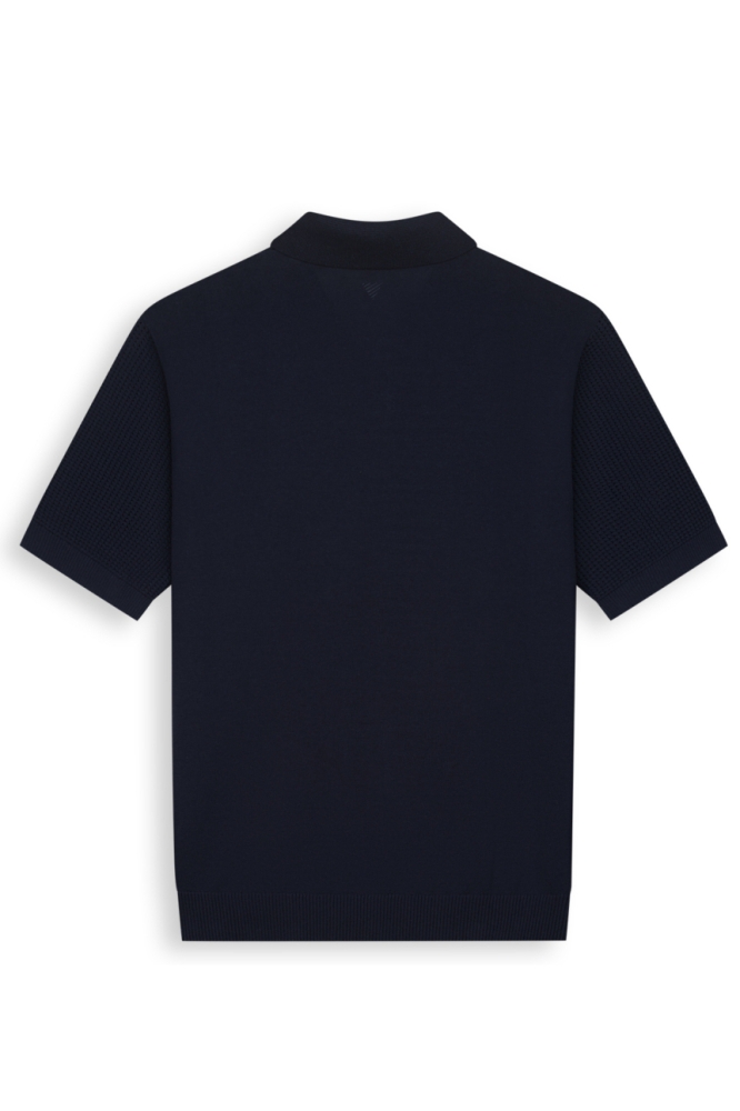 Pure Path blauwe heren polo | Achteraanzicht