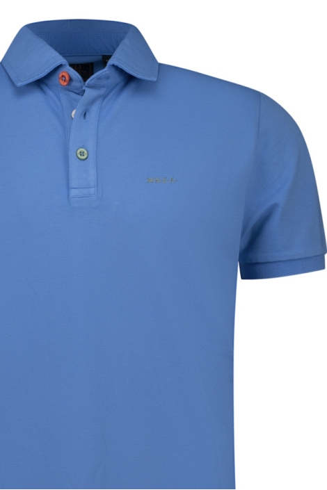 NZA blauwe heren polo | Close up
