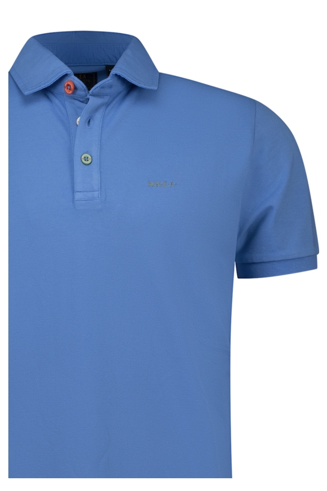 NZA blauwe heren polo | Close up