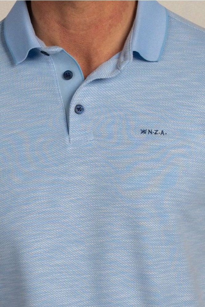 NZA blauwe heren polo | Close up
