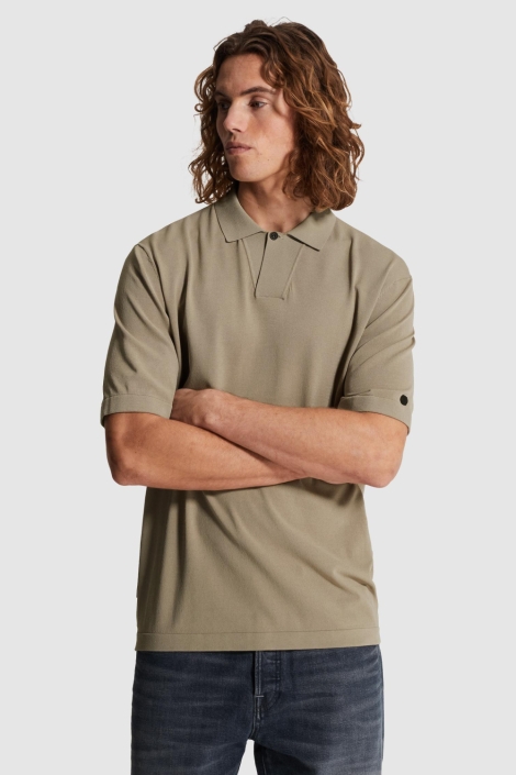 Cast Iron taupe heren polo | Model vooraanzicht