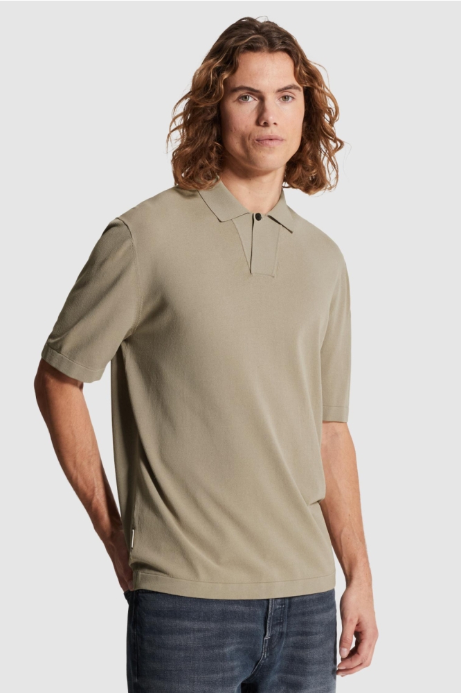 Cast Iron taupe heren polo | Model vooraanzicht