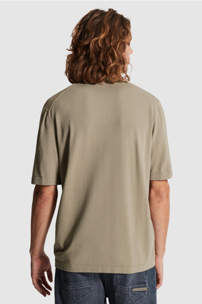 Cast Iron taupe heren polo | Model achteraanzicht