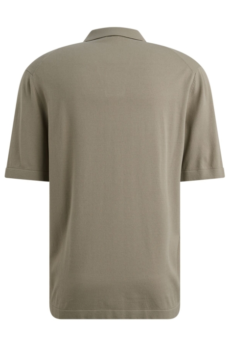 Cast Iron taupe heren polo | Achteraanzicht