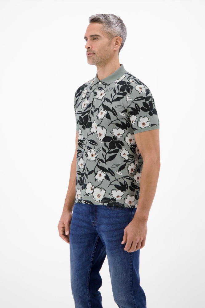 Lerros groene heren polo | Model zijaanzicht