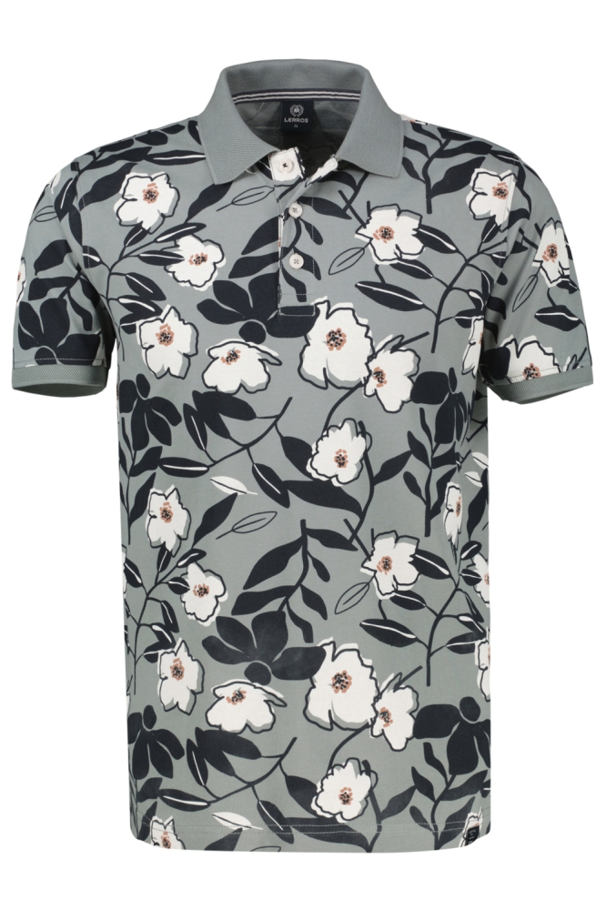 Lerros groene heren polo | Vooraanzicht