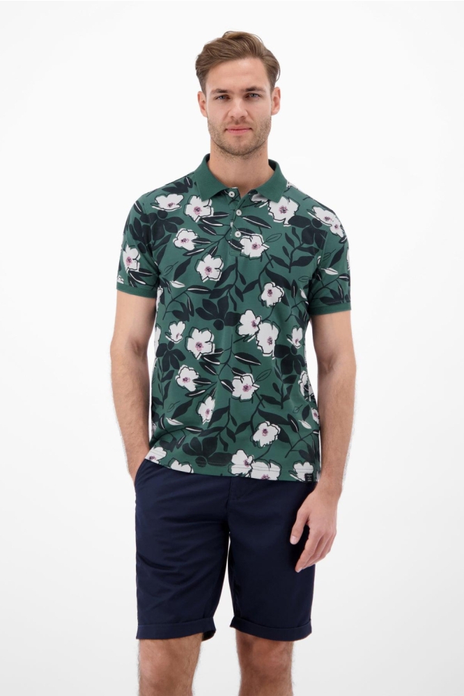 Lerros groene heren polo | Model vooraanzicht