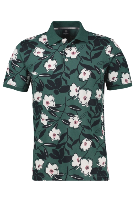 Lerros groene heren polo | Vooraanzicht