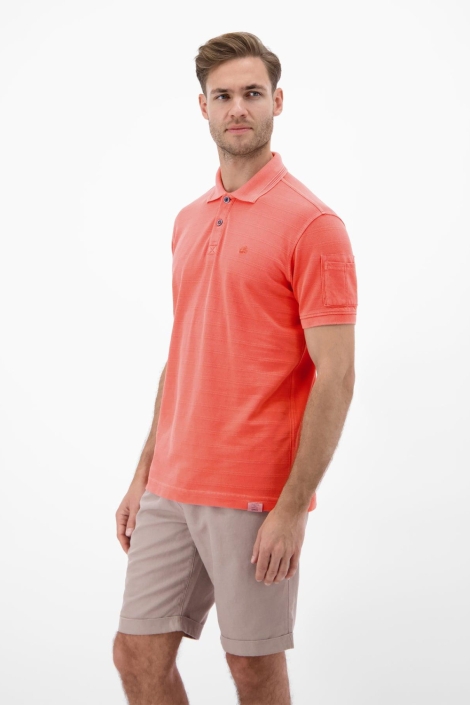 Lerros oranje heren polo | Model zijaanzicht