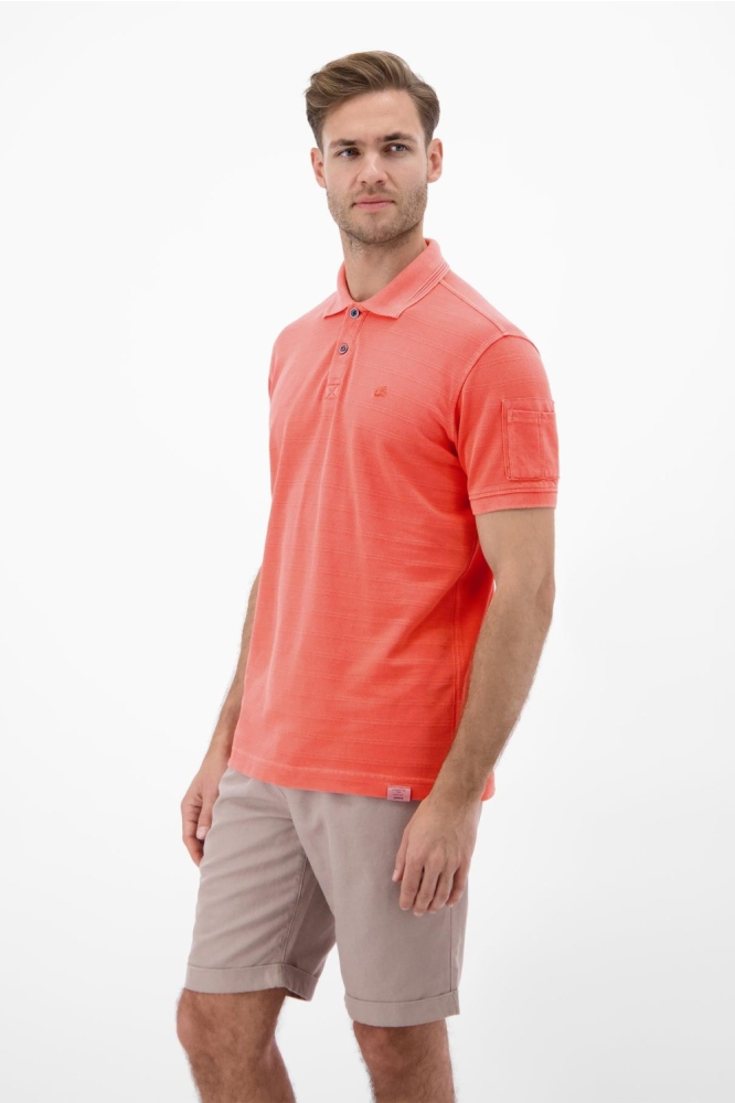 Lerros oranje heren polo | Model zijaanzicht