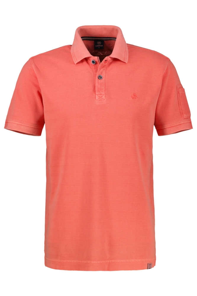 Lerros oranje heren polo | Vooraanzicht