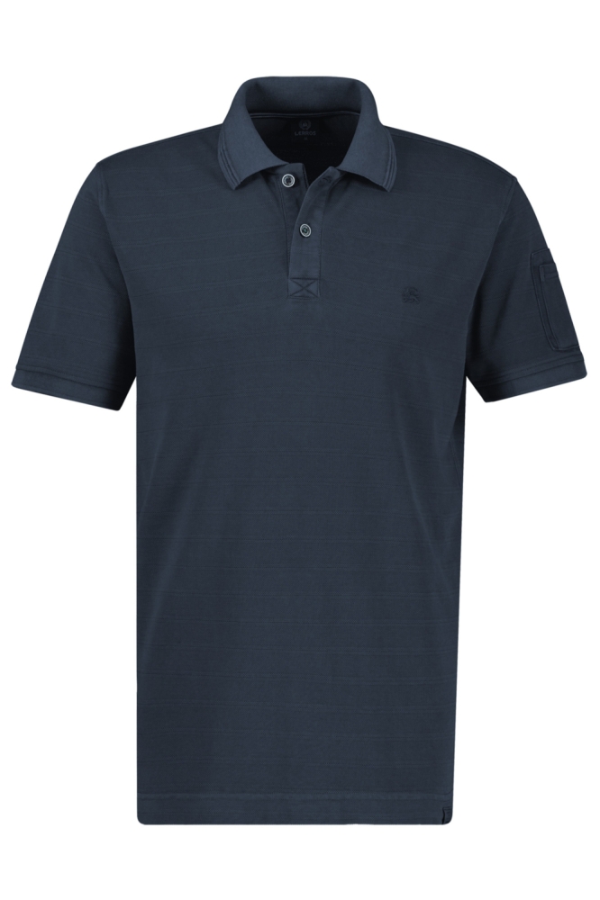 Lerros blauwe heren polo | Vooraanzicht