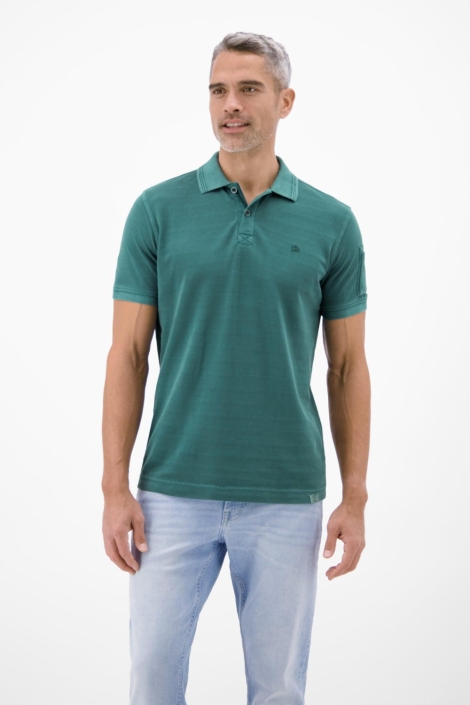 Lerros groene heren polo | Model vooraanzicht