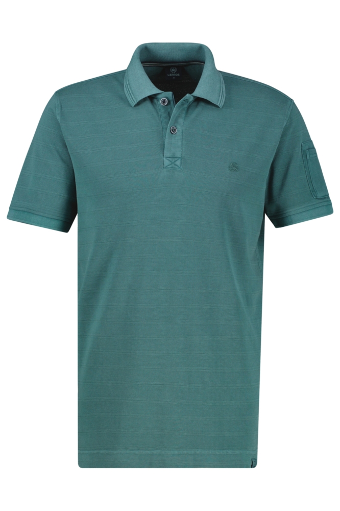 Lerros groene heren polo | Vooraanzicht