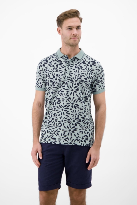 Lerros groene heren polo | Model vooraanzicht