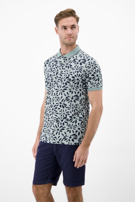 Lerros groene heren polo | Model zijaanzicht