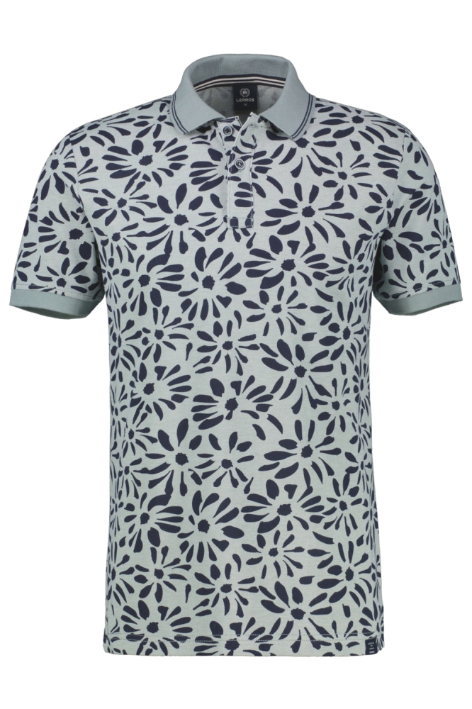 Lerros groene heren polo | Vooraanzicht