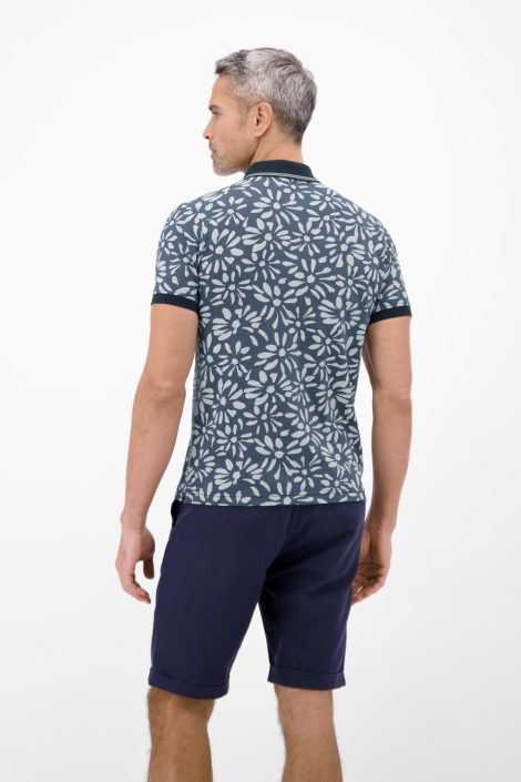 Lerros blauwe heren polo | Model achteraanzicht