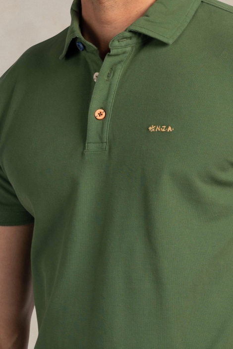NZA groene heren polo | Close up