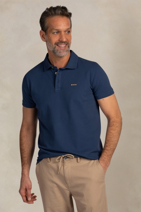 NZA blauwe heren polo | Model vooraanzicht
