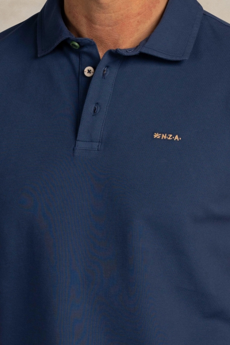 NZA blauwe heren polo | Close up