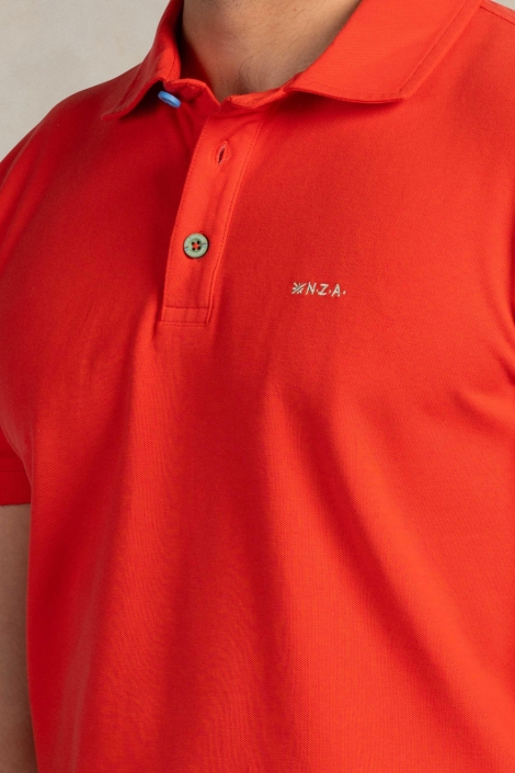 NZA rode heren polo | Close up
