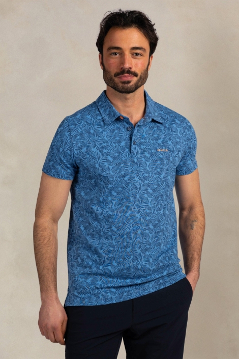 NZA blauwe heren polo | Model vooraanzicht