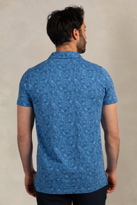 NZA blauwe heren polo | Model achteraanzicht