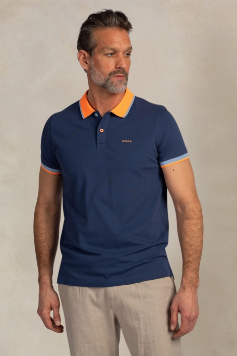 NZA blauwe heren polo | Model vooraanzicht