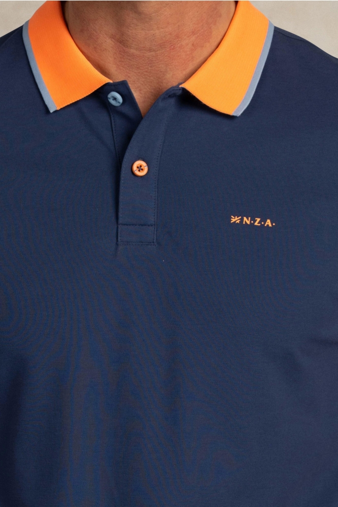 NZA blauwe heren polo | Kleurstaal