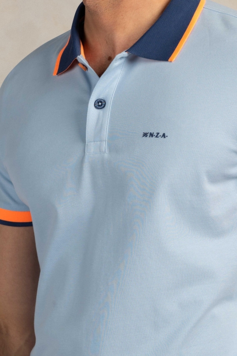 NZA blauwe heren polo | Close up