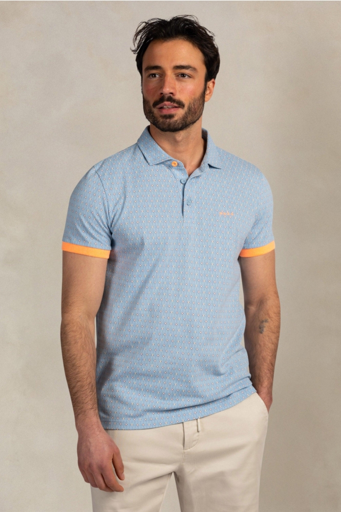 NZA blauwe heren polo | Model vooraanzicht