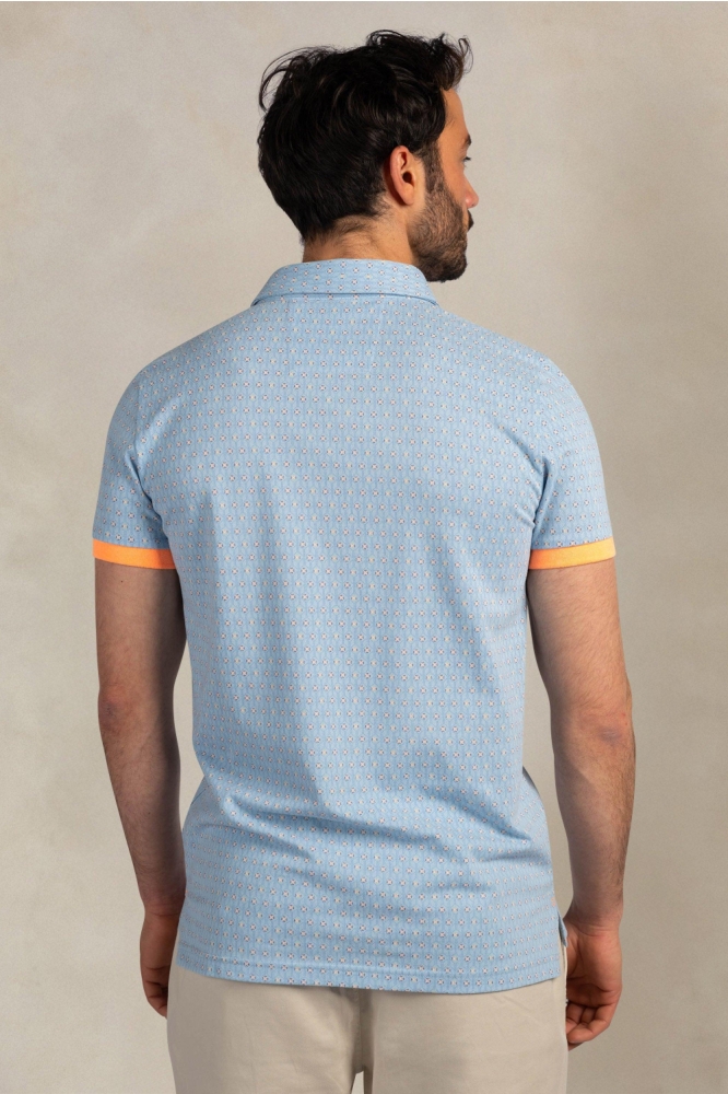 NZA blauwe heren polo | Model achteraanzicht