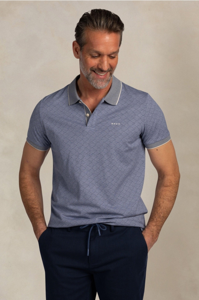 NZA blauwe heren polo | Model vooraanzicht