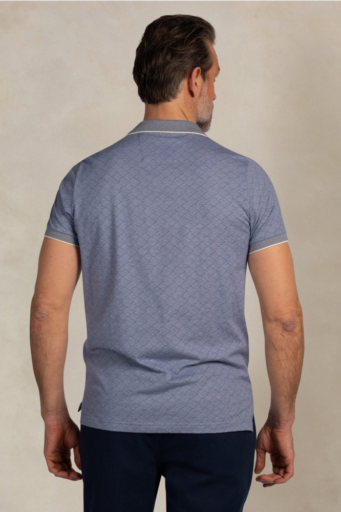 NZA blauwe heren polo | Model achteraanzicht