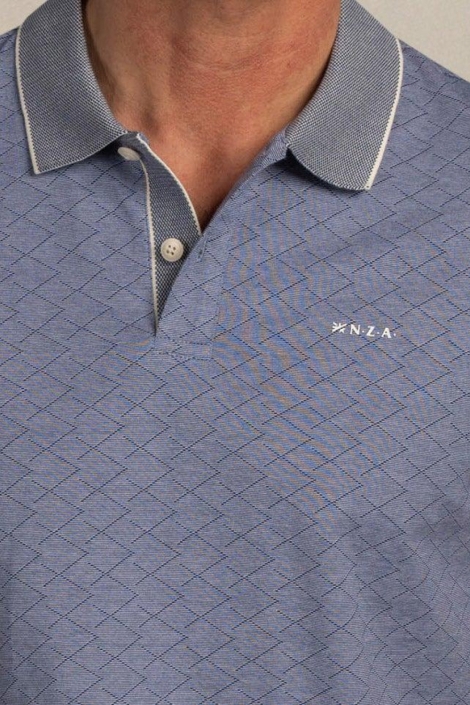 NZA blauwe heren polo | Close up