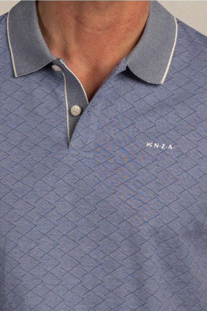 NZA blauwe heren polo | Close up