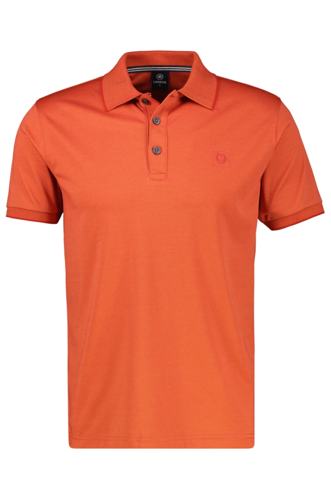 Lerros oranje heren polo | Vooraanzicht