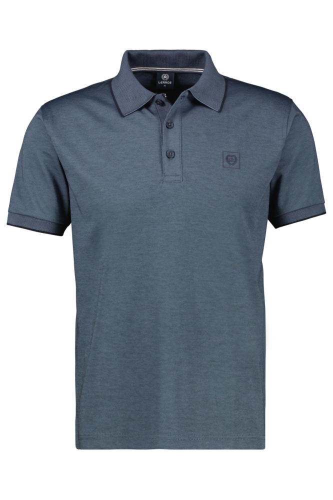 Lerros blauwe heren polo | Vooraanzicht