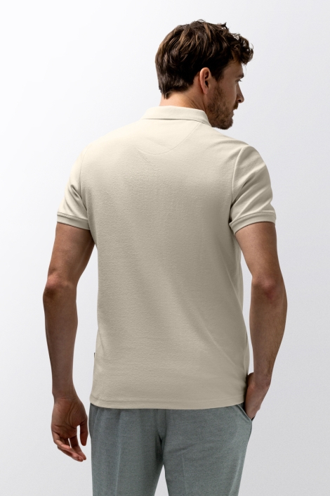 State of Art ecru heren polo | Model achteraanzicht