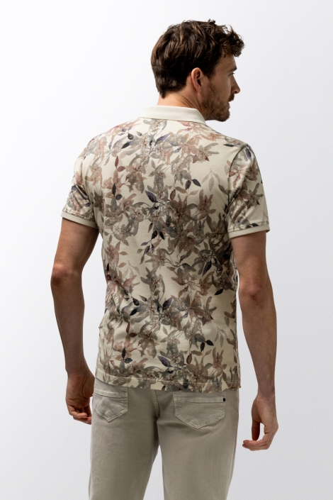 State of Art ecru heren polo | Model achteraanzicht