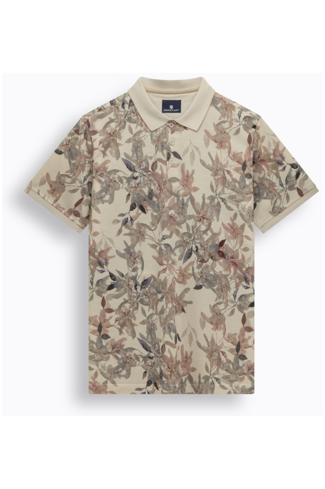 State of Art ecru heren polo | Vooraanzicht