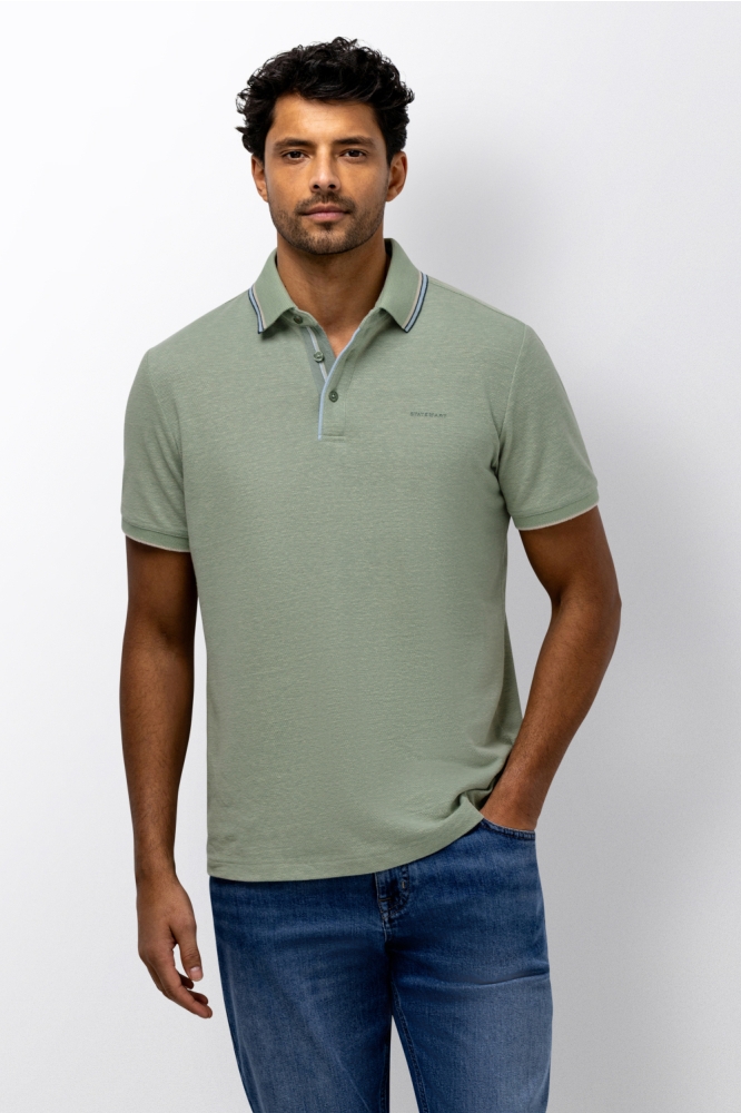State of Art groene heren polo | Model vooraanzicht