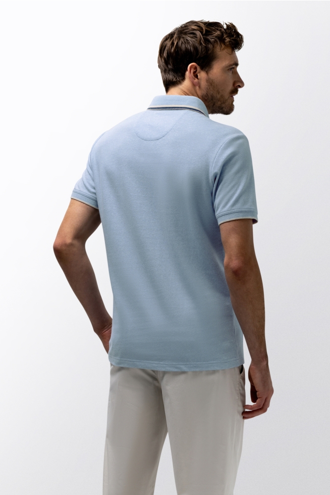 State of Art blauwe heren polo | Model achteraanzicht