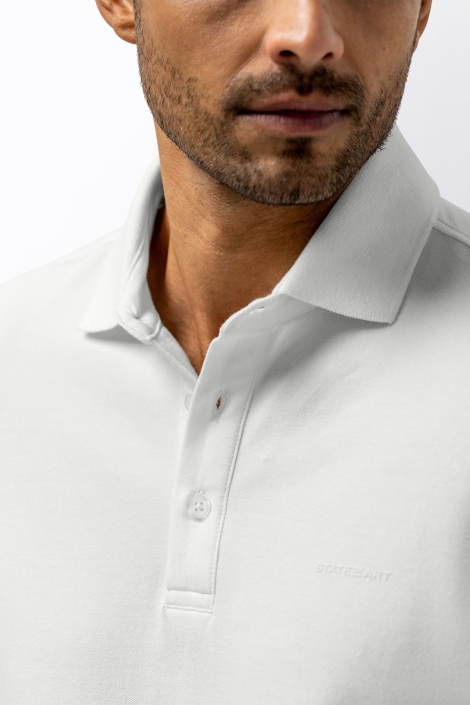 State of Art witte heren polo | Close up